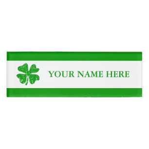St Patrick's Day irish clover magnetic name tags