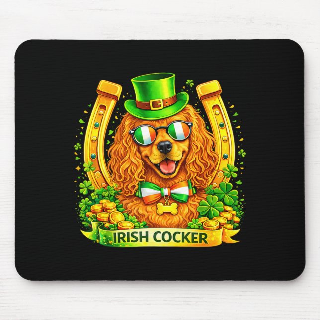 St Patricks Day Irish Cocker Spaniel Lucky Mouse Pad (Front)