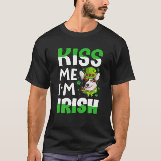 St. Patrick's Day Irish Corgi - Kiss Me I'm Irish T-Shirt