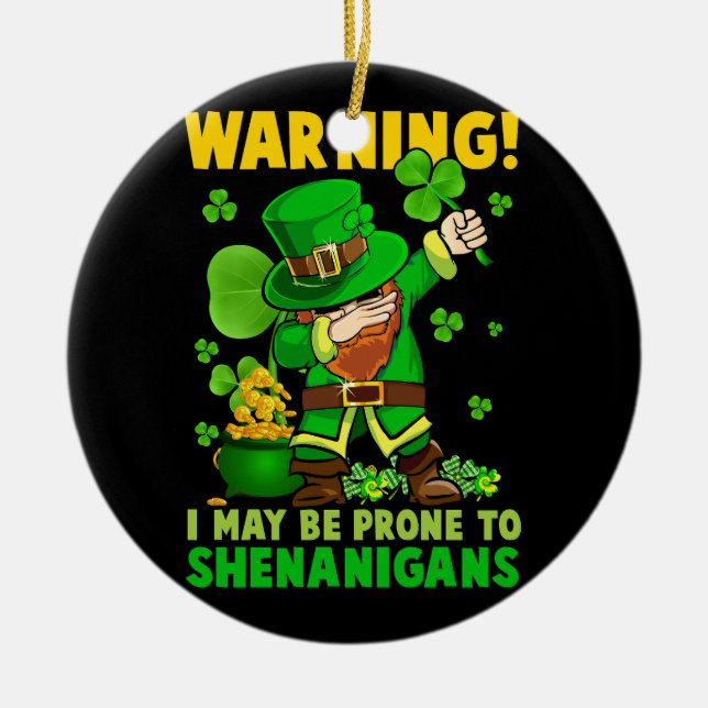 St Patricks Day Irish Dabbing Leprechaun St Patric Ceramic Ornament (Front)