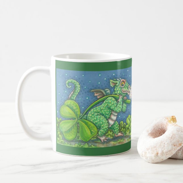 ST. PATRICK'S DAY IRISH DRAGON MUG Customise (With Donut)