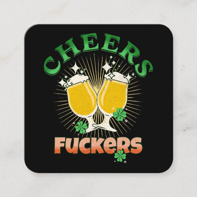  St Patricks Day Irish Drinkin Square Business Card (Front)