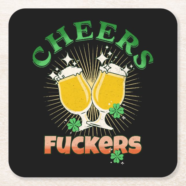  St Patricks Day Irish Drinkin Square Paper Coaster (Front)