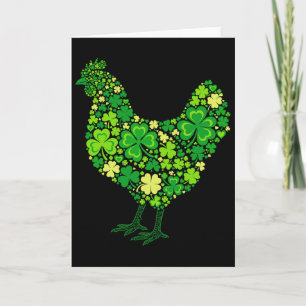 St Patricks Day Irish Farmer Chicken Mum Shamrock Card