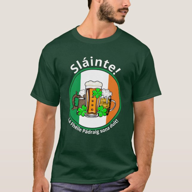 ST PATRICKS DAY Irish Flag Beer T-Shirt (Front)