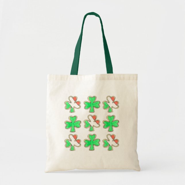St. Patrick's Day Irish Flag Shamrock Cookie Tote Bag (Front)