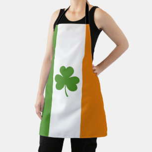 St Patrick's Day Irish Flag with Shamrock Clover Apron