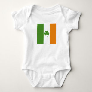 St Patrick's Day Irish Flag with Shamrock Clover Baby Bodysuit