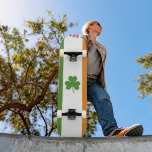 St Patrick's Day Irish Flag with Shamrock Clover Skateboard