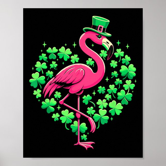 St Patricks Day Irish Flamingo  Poster (Front)