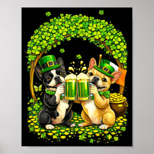 St Patricks Day Irish French Bulldog Beer Shamrock Poster