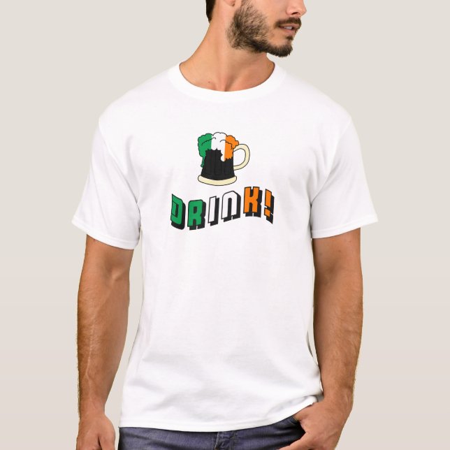St Patricks Day Irish Funny Cute Drinking Beer T-Shirt (Front)