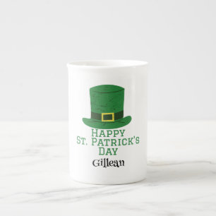 St. Patrick's Day Irish green hat lucky Shamrock Bone China Mug