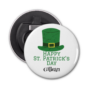 St. Patrick's Day Irish green hat lucky Shamrock Bottle Opener