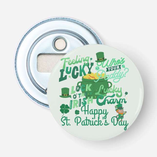 St. Patrick's Day Irish green lucky Shamrock  Bottle Opener (Front)