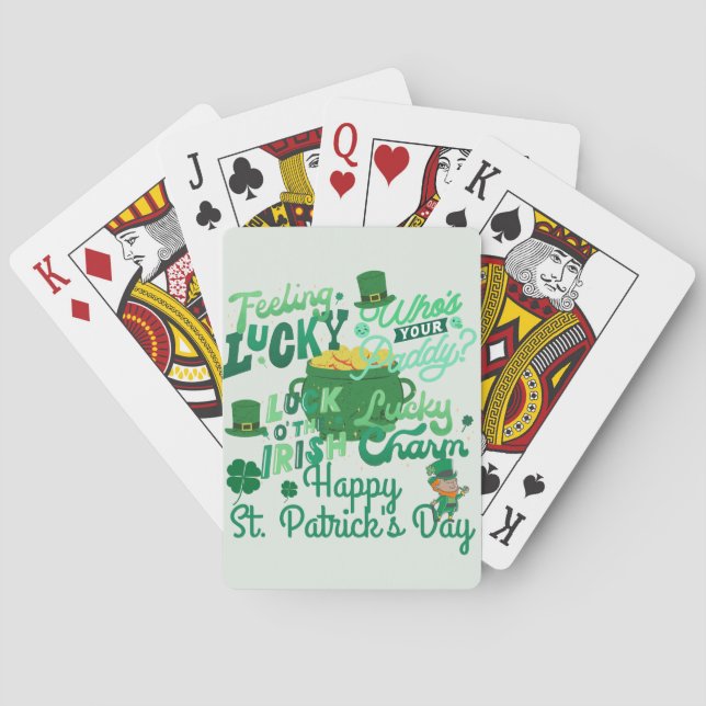 St. Patrick's Day Irish green lucky Shamrock   Playing Cards (Back)