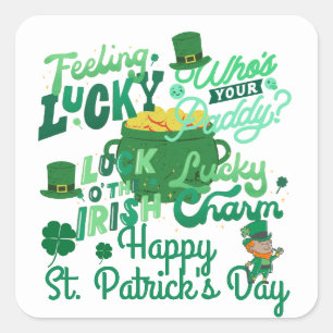 St. Patrick's Day Irish green lucky Shamrock  Square Sticker