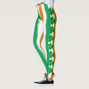 St Patrick's Day   Irish Green Orange Shamrocks Leggings