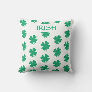 St Patrick's Day Irish Green Shamrock Leaf Pattern Cushion