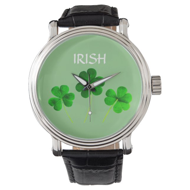 St Patrick's Day Irish Green Shamrock Leaves 2021 Watch (Front)
