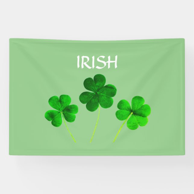 St Patrick's Day Irish Green Shamrock Leaves 2025 Banner (Horizontal)