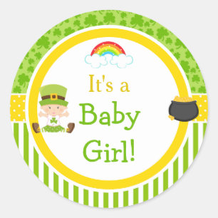 St Patrick's Day Irish Holiday Girl Baby Shower Classic Round Sticker