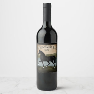 St Patricks Day Irish Horse, custom Black Irish Wine Label