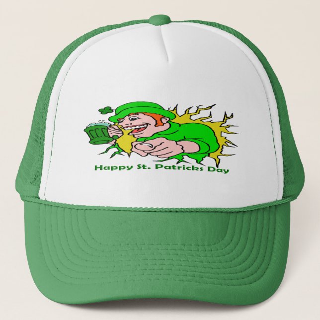 St Patrick's Day Irish Lad with Green Beer Trucker Hat (Front)