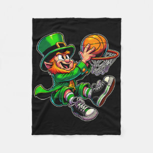 St Patrick's Day Irish Leprechaun Bysketbyll Playe Fleece Blanket
