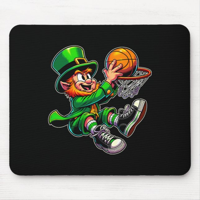 St Patrick's Day Irish Leprechaun Bysketbyll Playe Mouse Pad (Front)