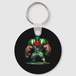 St Patrick's Day Irish Leprechaun Footbyll Player Key Ring