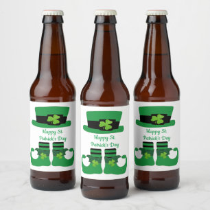 St. Patrick's Day, Irish, Leprechaun, Green Beer Bottle Label