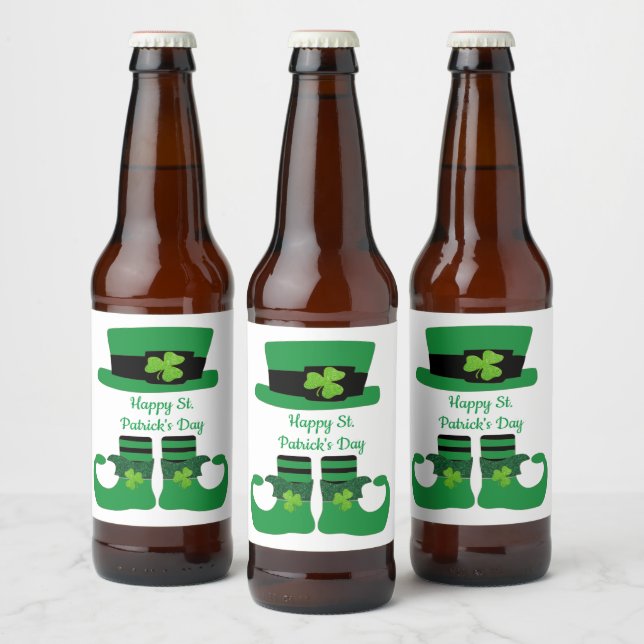 St. Patrick's Day, Irish, Leprechaun, Green  Beer Bottle Label (Bottles)