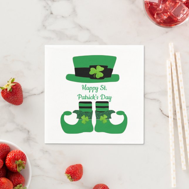 St. Patrick's Day, Irish, Leprechaun, Green Party Napkin (Insitu)