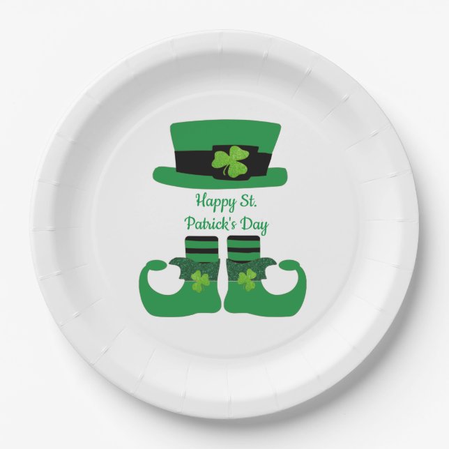 St. Patrick's Day, Irish, Leprechaun, Green Party  Paper Plate (Front)