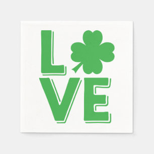 St. Patrick's Day Irish Love  Green Shamrock Napkin
