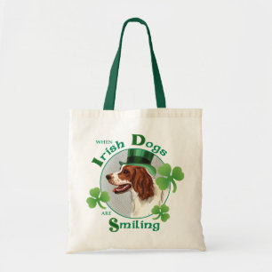 St. Patrick's Day Irish Red & White Setter Tote Bag