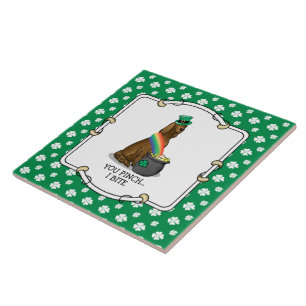 St. Patrick's Day Irish Setter Dog (red 1) Funny Ceramic Tile