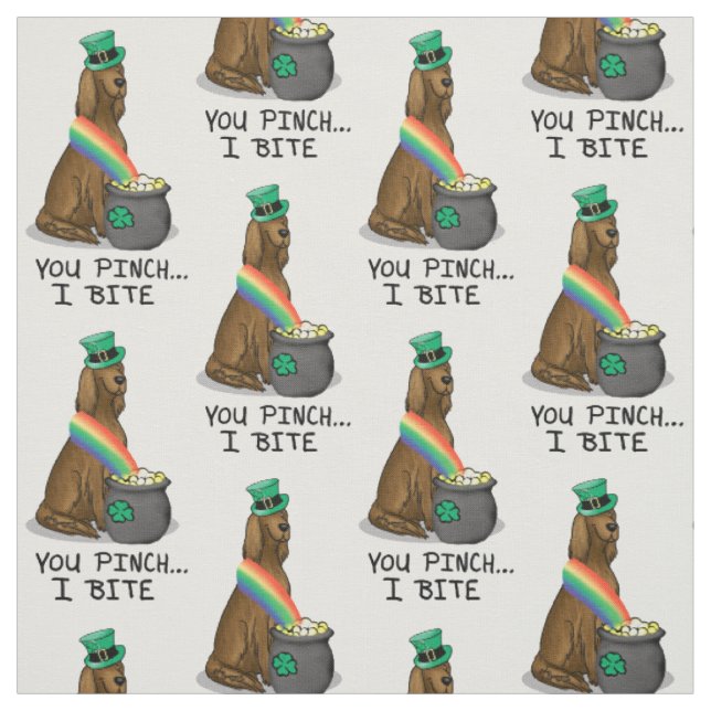 St. Patrick's Day Irish Setter Dog (red 1) Funny Fabric (Swatch)