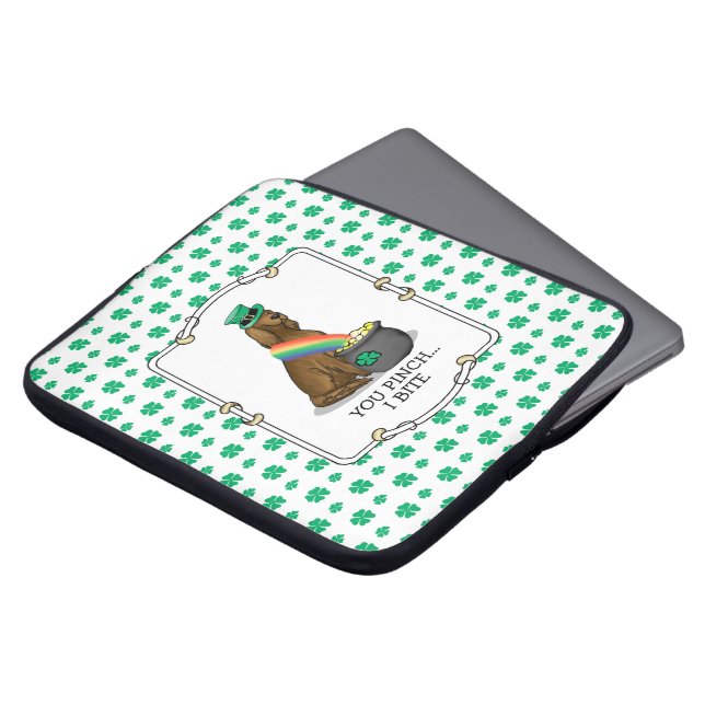 St. Patrick's Day Irish Setter Dog (red 1) Funny Laptop Sleeve (Front Top)