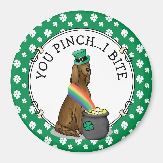 St. Patrick's Day Irish Setter Dog (red 1) Funny Magnet (Front)