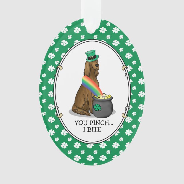 St. Patrick's Day Irish Setter Dog (red 1) Funny Ornament (Front)