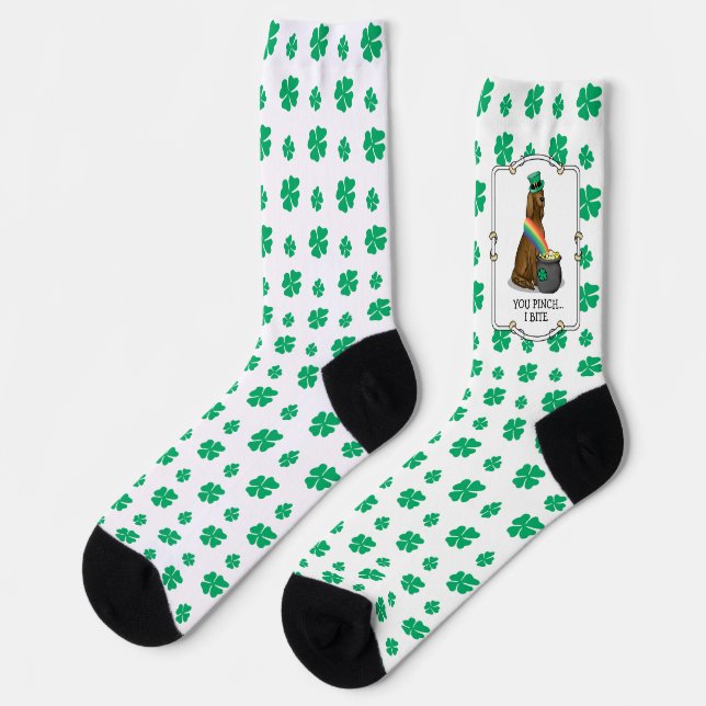 St. Patrick's Day Irish Setter Dog (red 1) Funny Socks (Left)