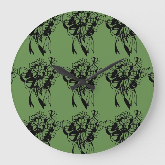 St. Patrick's Day Irish Shamrock Bouquet Clock (Front)