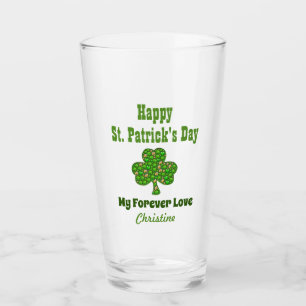 St Patricks Day Irish Shamrock Clover Love Pint Glass