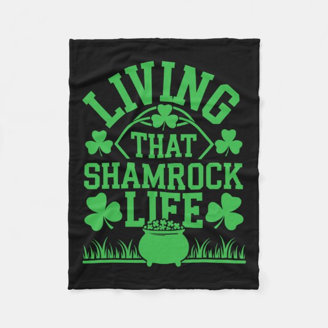 St Patricks Day Irish Shamrock Shenanigan Ireland  Fleece Blanket (Front)