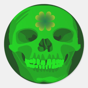 St Patrick's Day Irish Shamrock Skull Classic Round Sticker