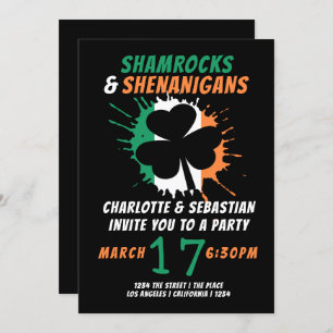 St Patricks Day Irish Shamrocks Shenanigans Party Invitation