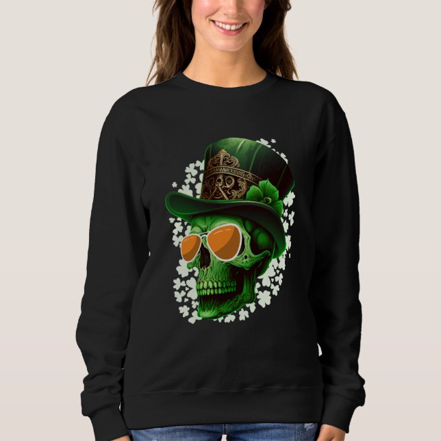 St Patrick's Day Irish skeleton leprechaun Sweatshirt (Front)