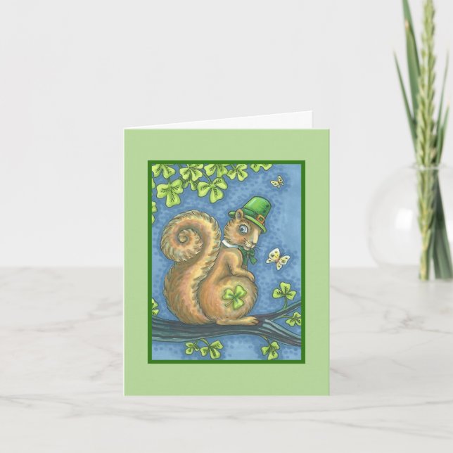 ST. PATRICKS DAY IRISH SQUIRREL GREETING CARD Vers (Front)